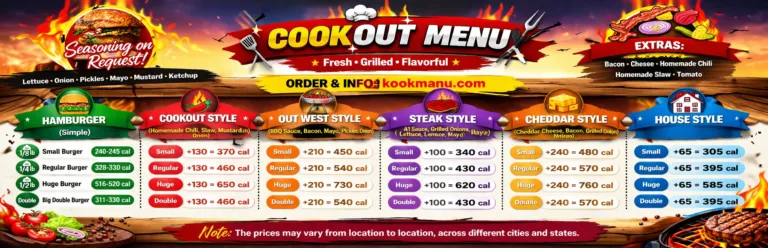 Cookout Burgers Menu